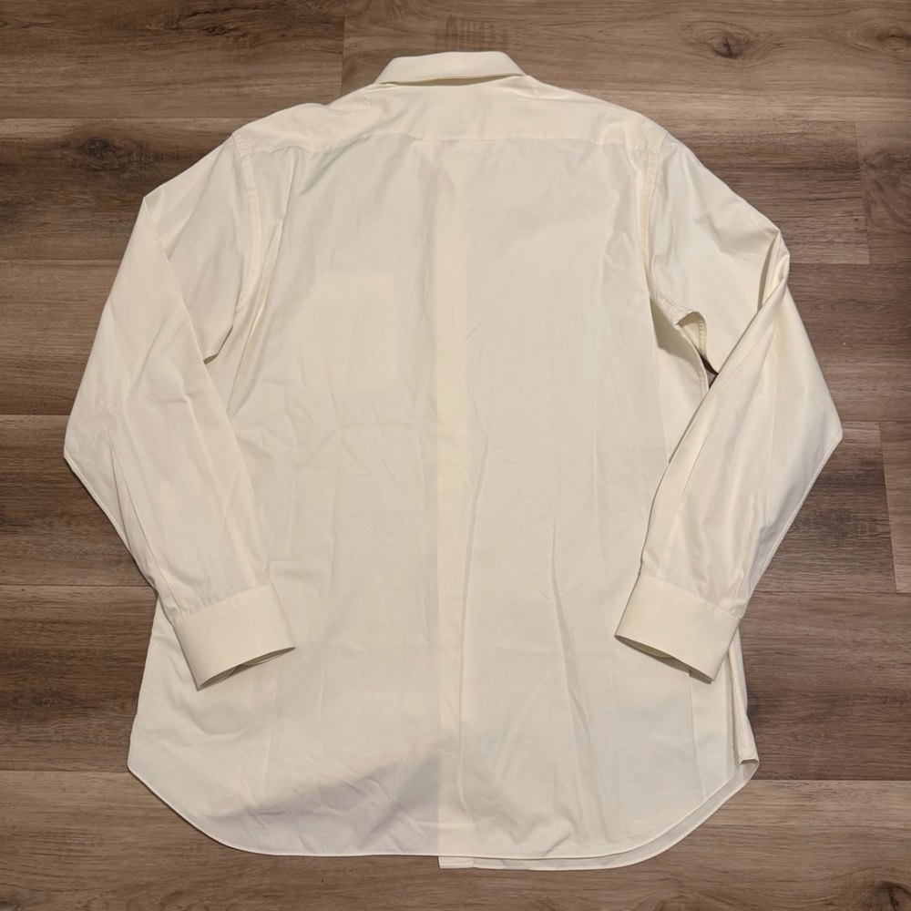 Brioni Shirt Mens 17.5 / 44 XL Ivory White Striped Button Up Dress Shirt Italy - Picture 2 of 10